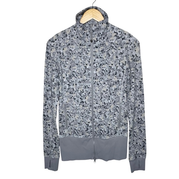 lululemon Nice Asana Jacket Fleur Silver Spoon Grey Sz 4 - Picture 7 of 15